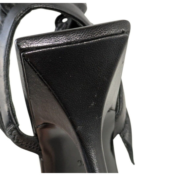 Givenchy G Black Lambskin Chain Ruffle Sandals New EU 37 Square Toe Slingback - Picture 11 of 16